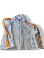 Vintage white 3-stripe adidas full zip hoodie in S| L23 W20|SKU 4761