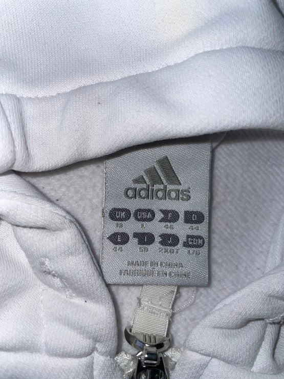 Vintage white 3-stripe adidas full zip hoodie in S| L23 W20|SKU 4761