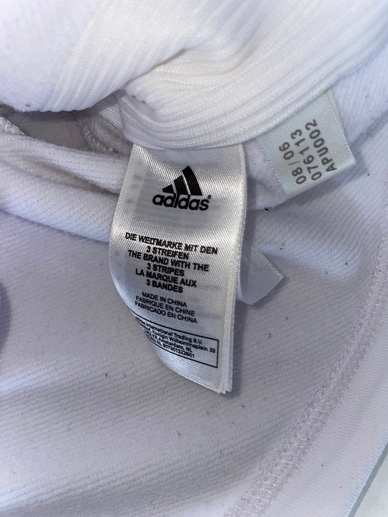 Vintage white 3-stripe adidas full zip hoodie in S| L23 W20|SKU 4761