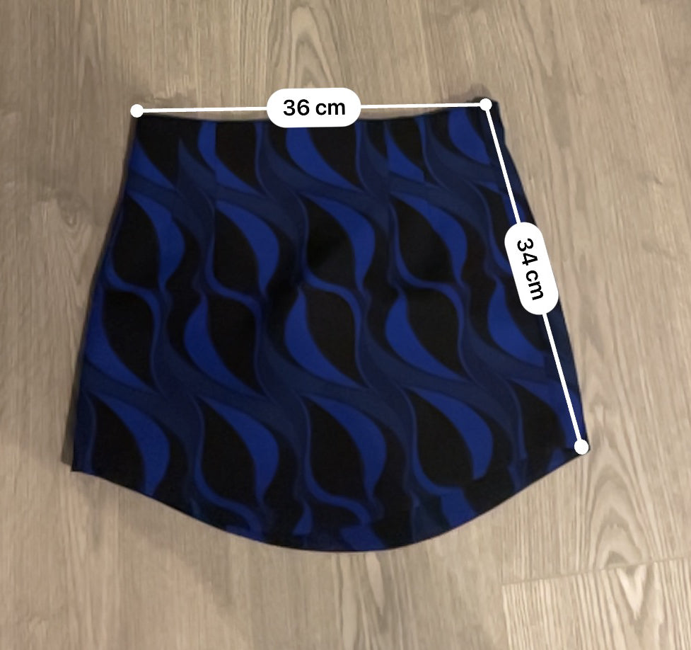 Rubynee Vintage y2k Zara Blue black geometry pattern skirt