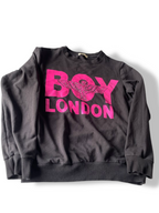 Vintage women's black boy London graphics sweatshirt inS/M| L24 W20|SKU 4768