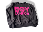 Vintage women's black boy London graphics sweatshirt inS/M| L24 W20|SKU 4768