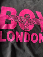 Vintage women's black boy London graphics sweatshirt inS/M| L24 W20|SKU 4768