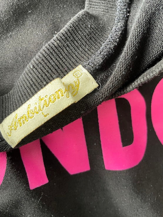 Vintage women's black boy London graphics sweatshirt inS/M| L24 W20|SKU 4768