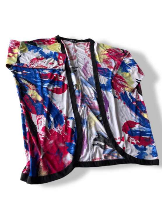 Vintage Marble women's polyester multi open front top size 12| L27 W12|SKU 4769