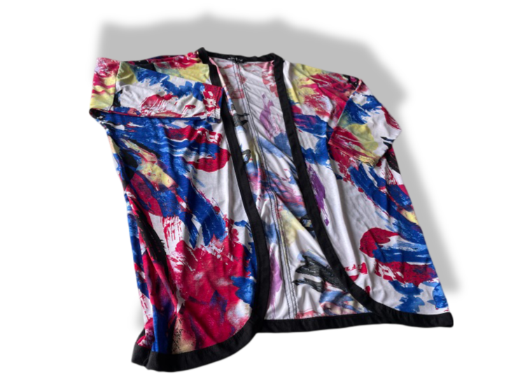 Vintage Marble women's polyester multi open front top size 12| L27 W12|SKU 4769