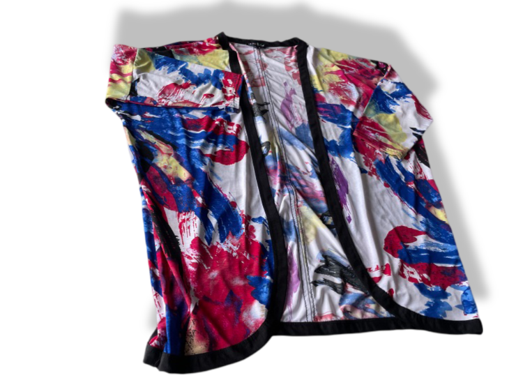 Vintage Marble women's polyester multi open front top size 12| L27 W12|SKU 4769