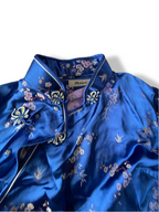 Vintage women's Manon Brocade satin blue traditional maxi dress 42| L56 W20| SKU 4770