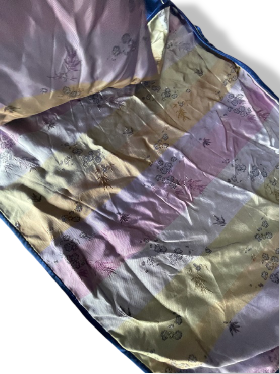 Vintage women's Manon Brocade satin blue traditional maxi dress 42| L56 W20| SKU 4770