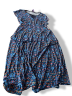 Vintage Floral printed blue A-line maxi dress UK 12| L41 W21|SKU 4773