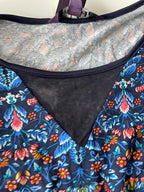 Vintage Floral printed blue A-line maxi dress UK 12| L41 W21|SKU 4773