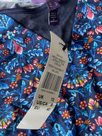 Vintage Floral printed blue A-line maxi dress UK 12| L41 W21|SKU 4773