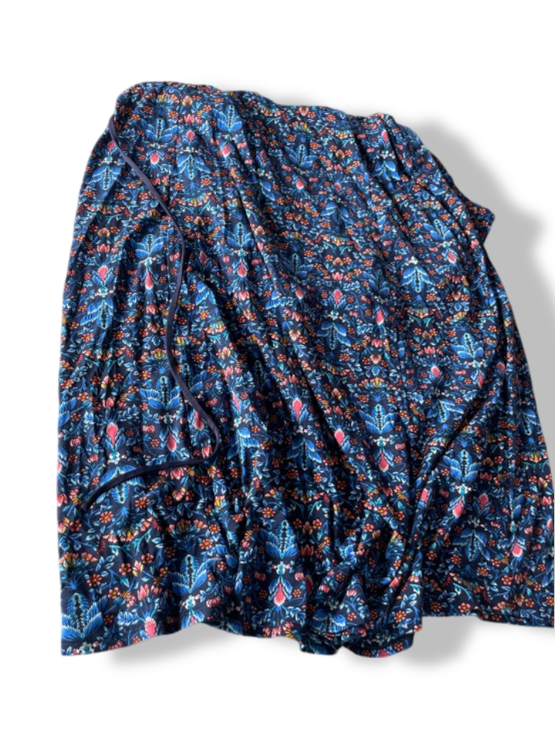 Vintage Floral printed blue A-line maxi dress UK 12| L41 W21|SKU 4773