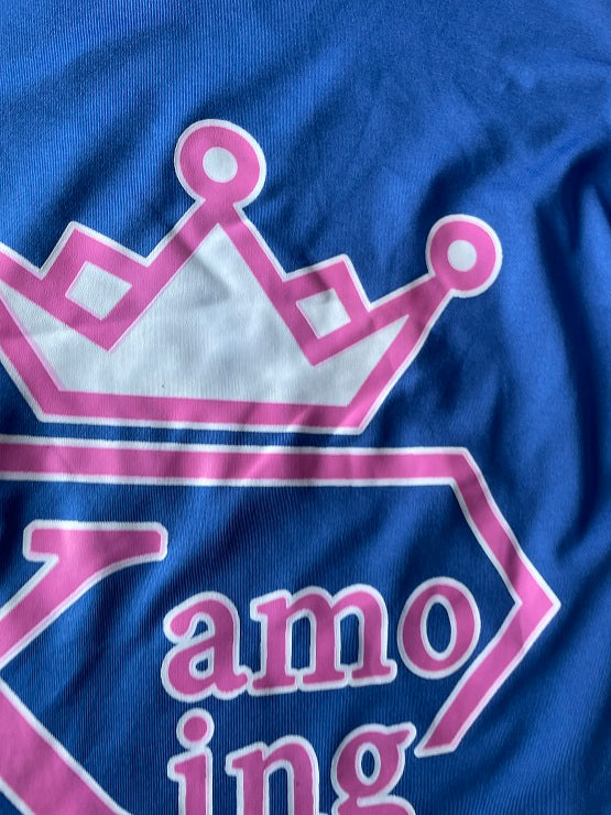vintage women's Kamo King graphics blue short sleeve tees in S|L23 W19|SKU 4777