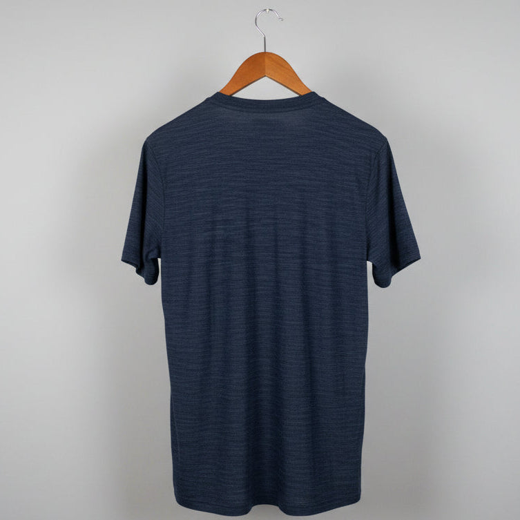 plain navy blue crew neck short sleeve cotton T-shirt SKU 7391  size L
