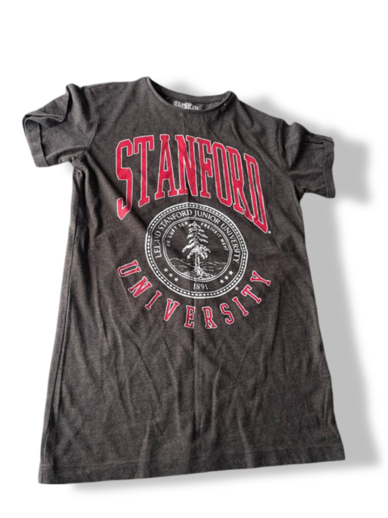 Vintage women's Stanford University graphics grey short sleeve tees in M| L25 W16|SKU 4786
