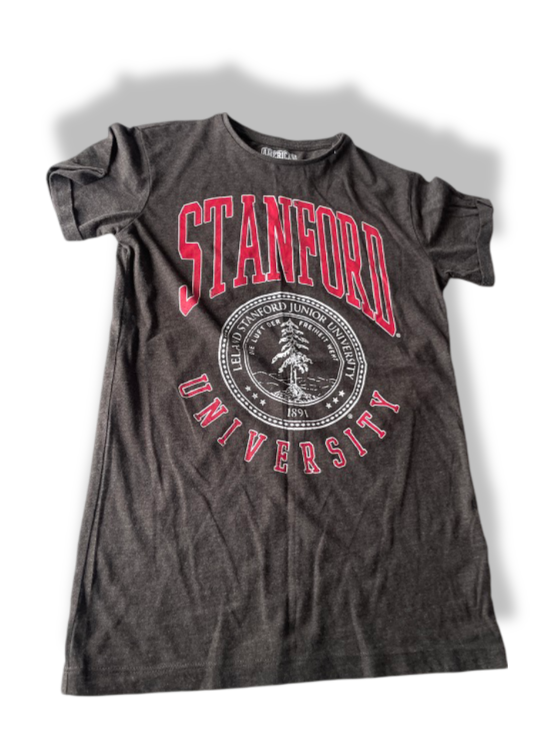 Vintage women's Stanford University graphics grey short sleeve tees in M| L25 W16|SKU 4786
