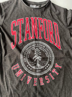 Vintage women's Stanford University graphics grey short sleeve tees in M| L25 W16|SKU 4786