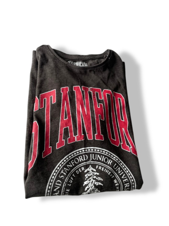 Vintage women's Stanford University graphics grey short sleeve tees in M| L25 W16|SKU 4786