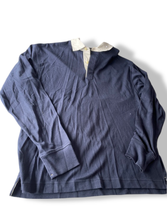 Vintage men's Banana Republic blue long sleeve regulat fit polo shirt in M|L29 W23|SKU 4787