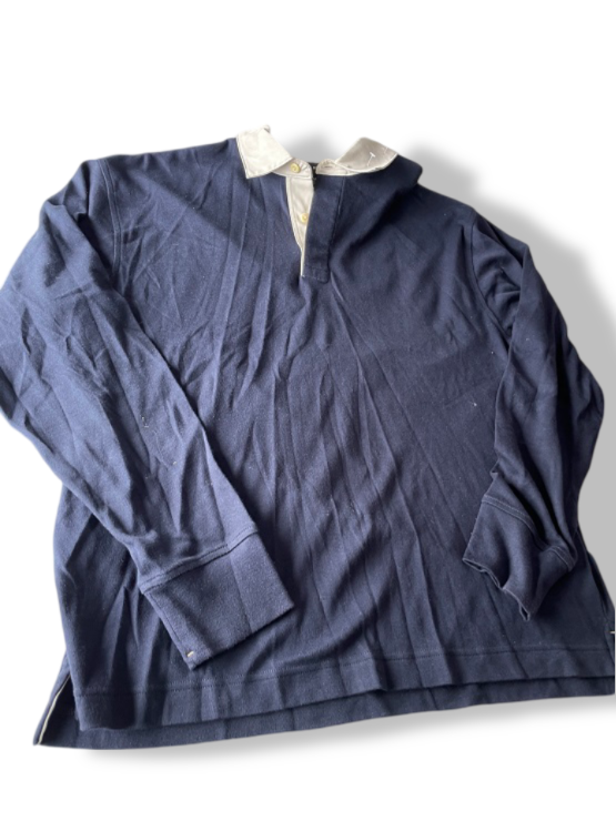 Vintage men's Banana Republic blue long sleeve regulat fit polo shirt in M|L29 W23|SKU 4787