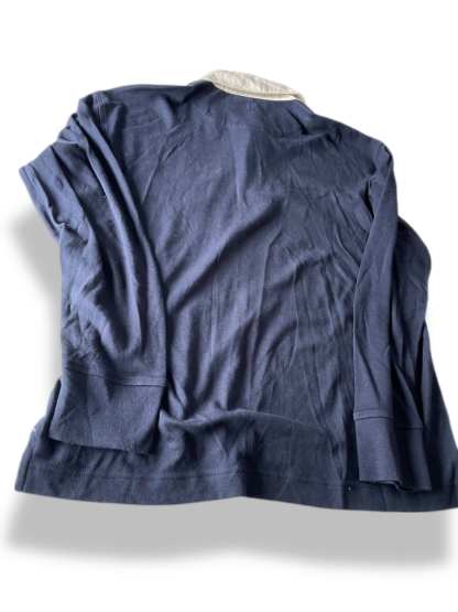 Vintage men's Banana Republic blue long sleeve regulat fit polo shirt in M|L29 W23|SKU 4787