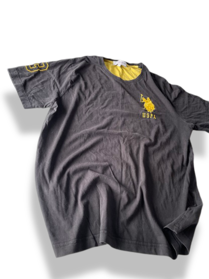 Vintage Men's U.S Polo ASSN black 80's short sleeve tees in L| L29 W21|SKU 4788