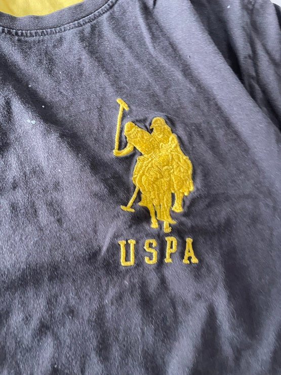 Vintage Men's U.S Polo ASSN black 80's short sleeve tees in L| L29 W21|SKU 4788