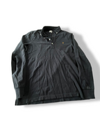 Vintage men's Farah black regular fit long sleeve polo shirt in S|L28W19|SKU 4803