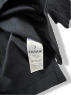 Vintage men's Farah black regular fit long sleeve polo shirt in S|L28W19|SKU 4803