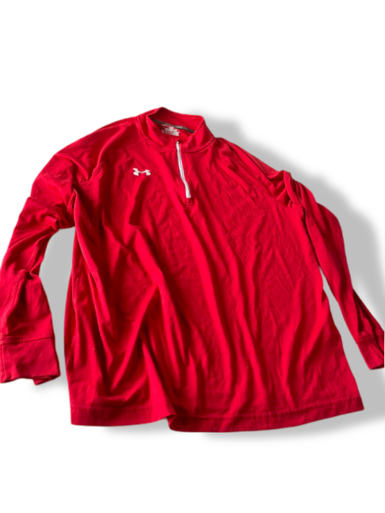 Vintage men's red Under Armour 1/4 zip high neck sweatshirt in XL|L30W22|SKU 4807