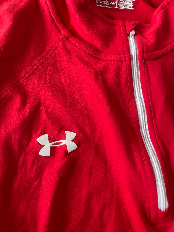 Vintage men's red Under Armour 1/4 zip high neck sweatshirt in XL|L30W22|SKU 4807