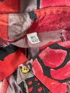 Vintage men's red abstract geometric print long sleeve shirt in L/XL|L32W23|SKU 4808