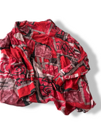 Vintage men's red abstract geometric print long sleeve shirt in L/XL|L32W23|SKU 4808