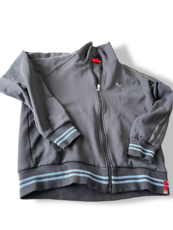 Vintage Puma grey full zip windbreaker track top in M| L26 W20|SKU 4814