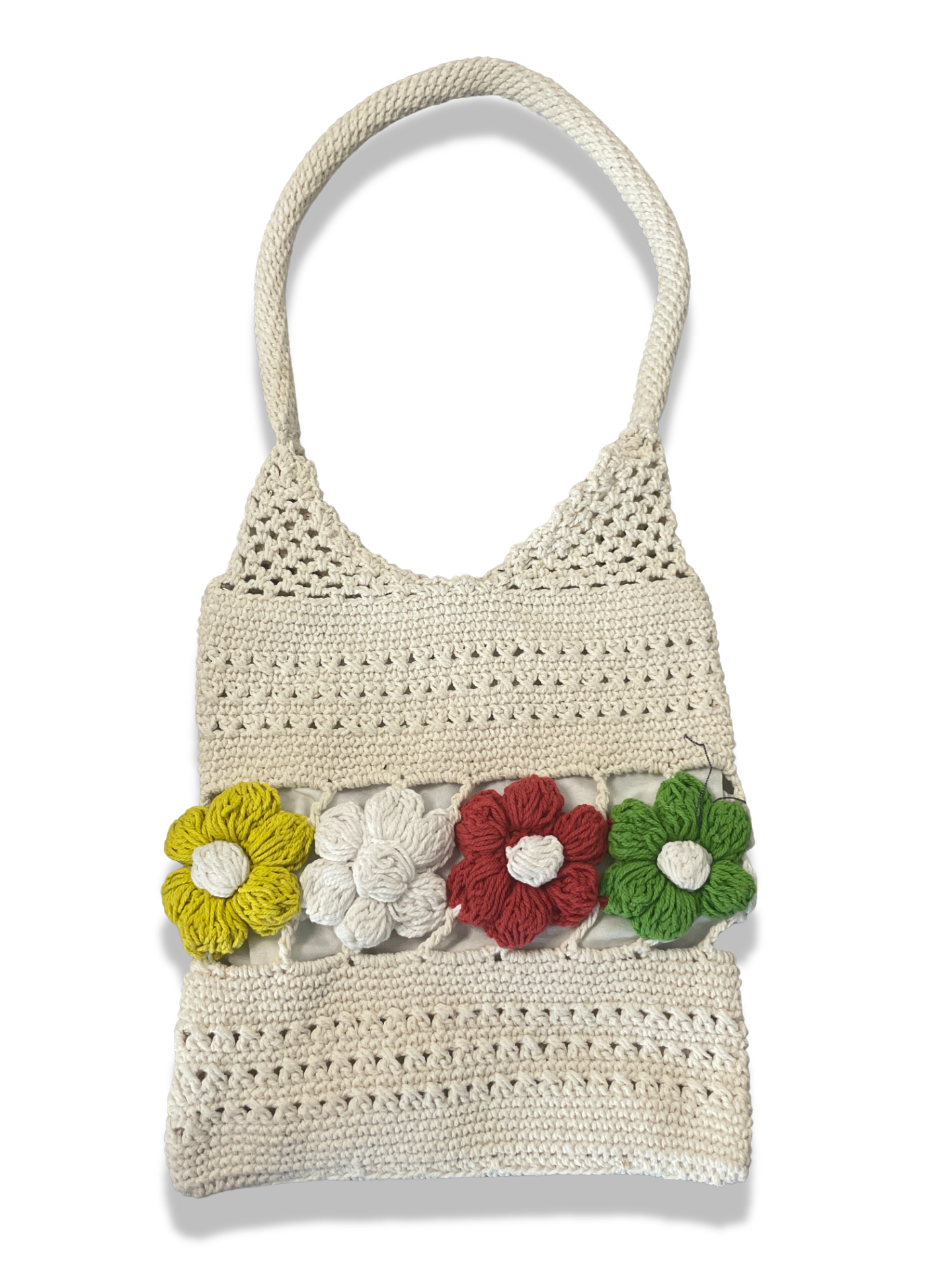Rachels Closet y2k womens white floral crochet bag