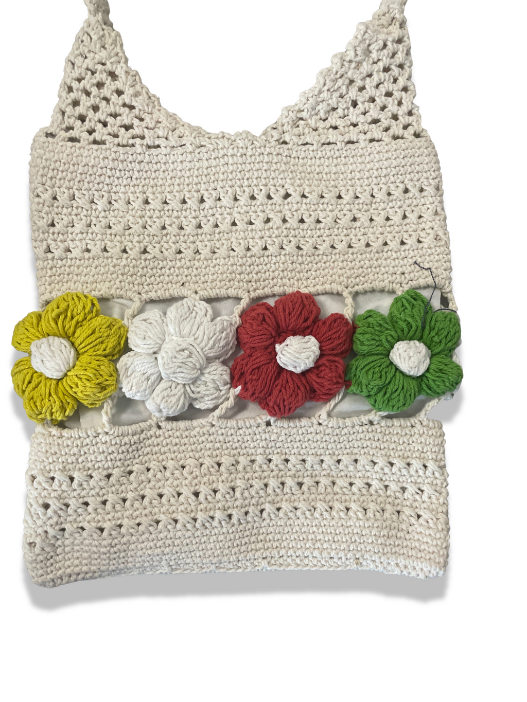 Rachels Closet y2k womens white floral crochet bag