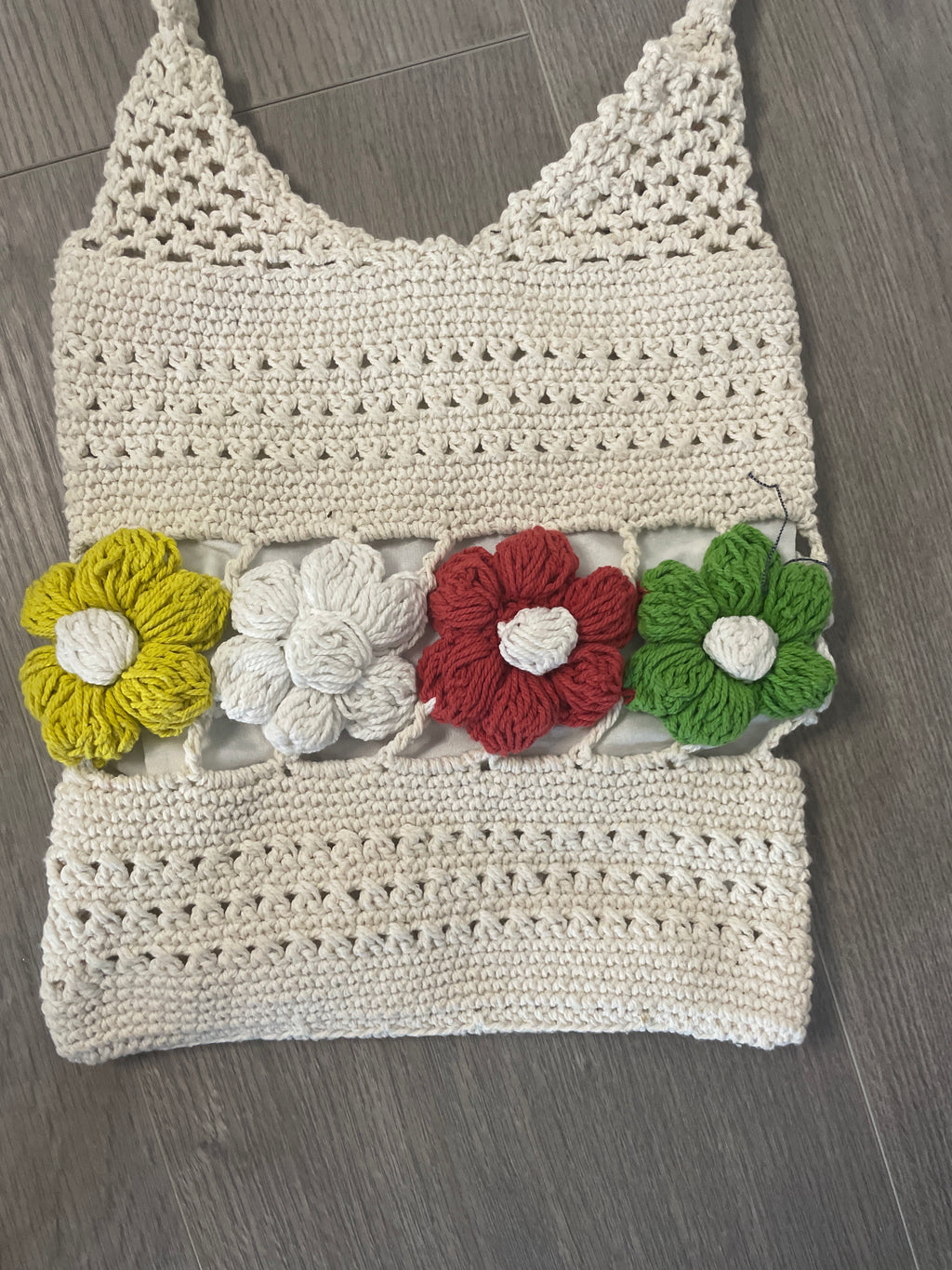 Rachels Closet y2k womens white floral crochet bag