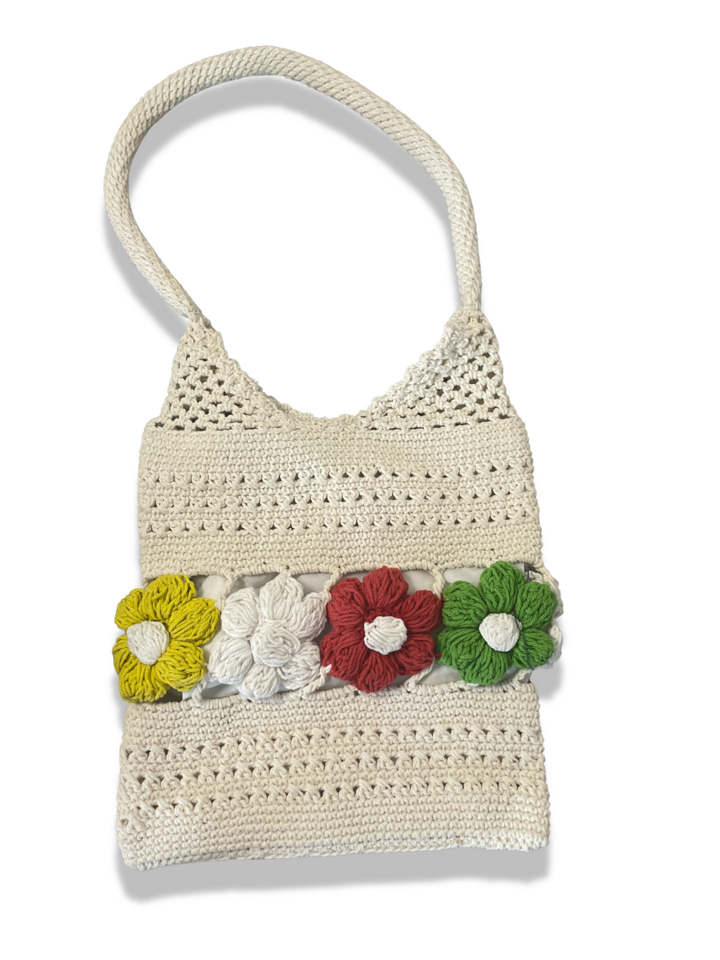 Rachels Closet y2k womens white floral crochet bag