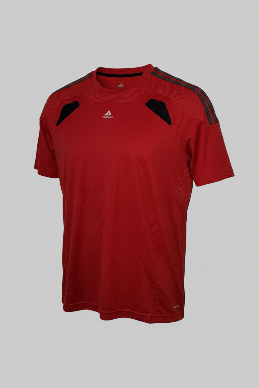 Vintage red Adidas ClimaCool jersey-style t-shirt, Size 2XL