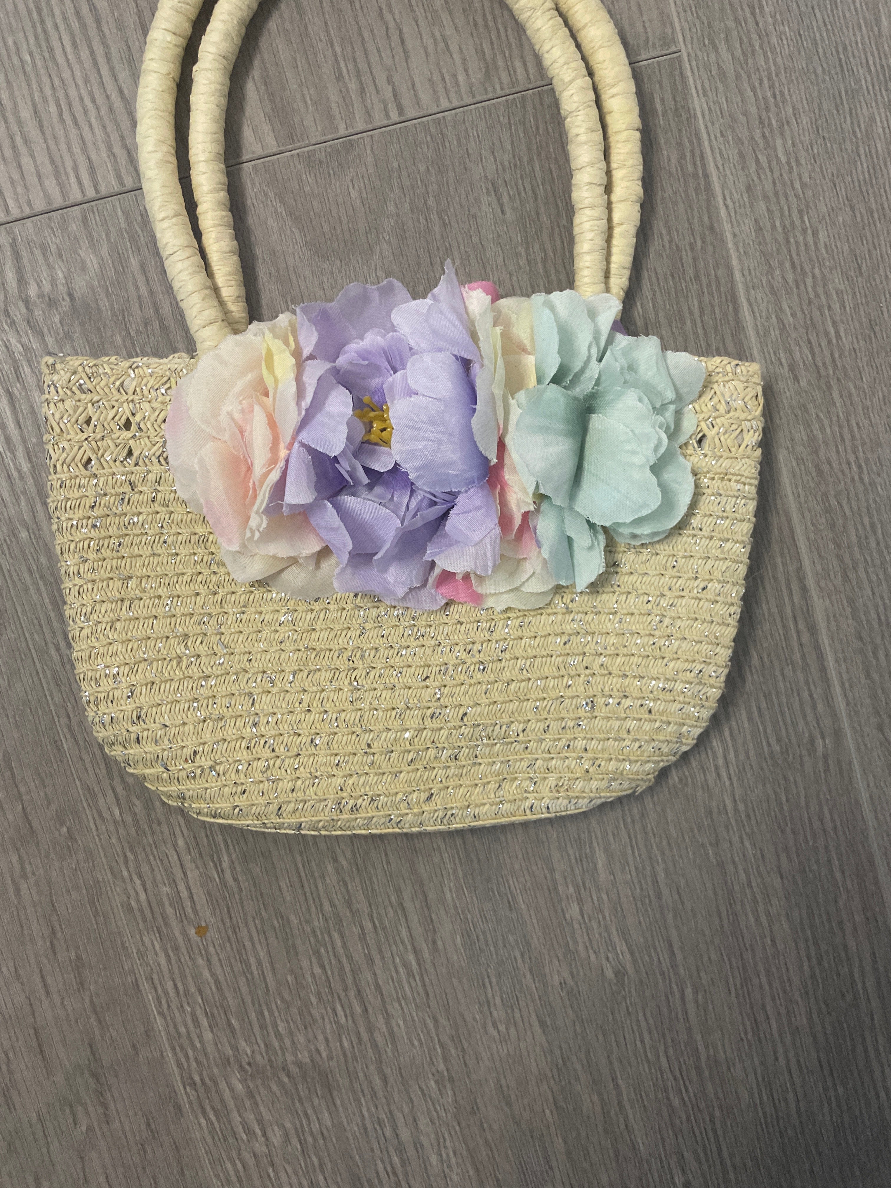 Rachels closet Vintage y2k cream straw floral bag