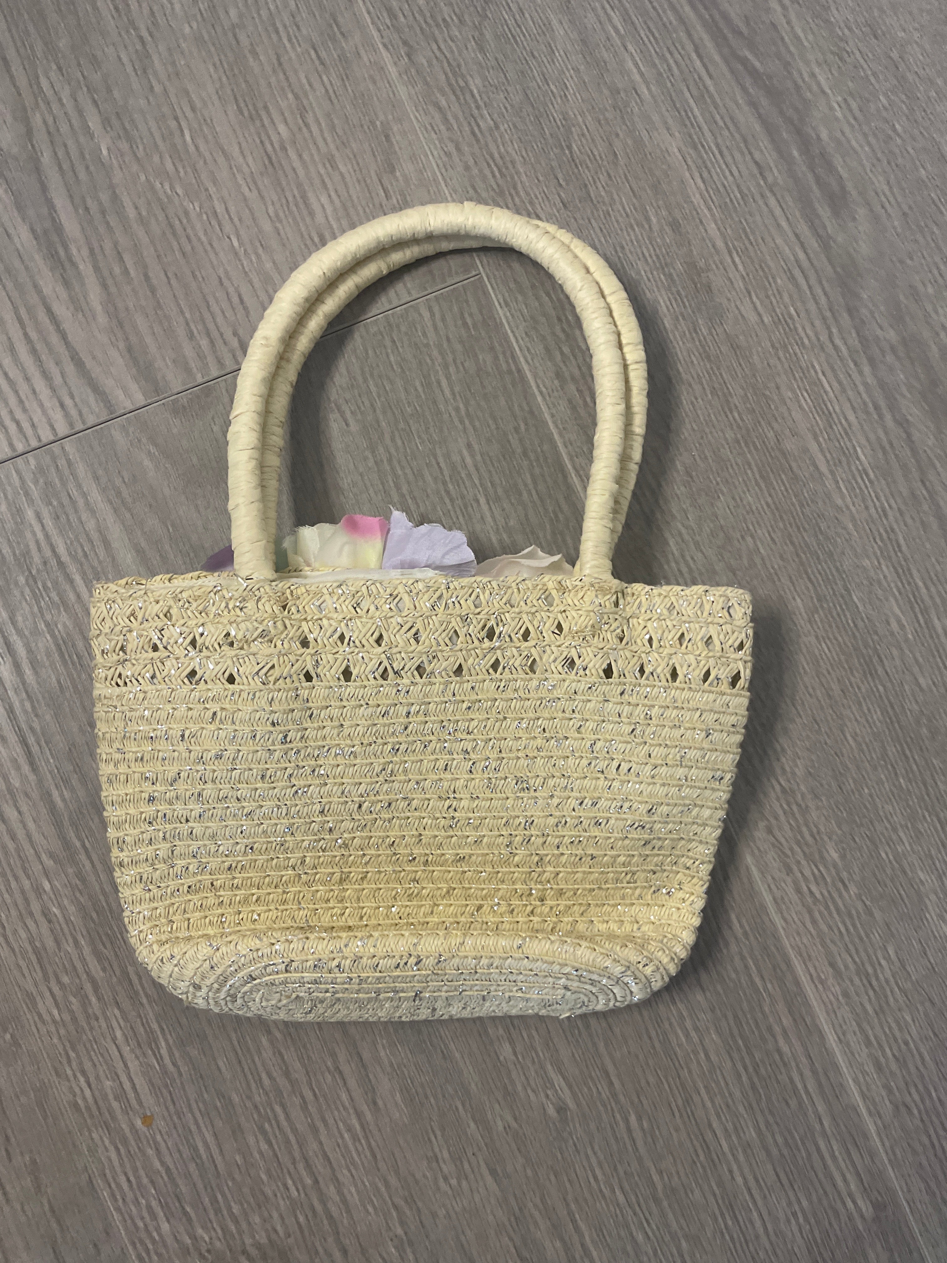 Rachels closet Vintage y2k cream straw floral bag