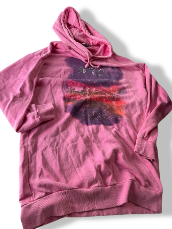Vintage women's Topshop New york city pink hoodie in XL/XXL|L33 W24|SKU 4822