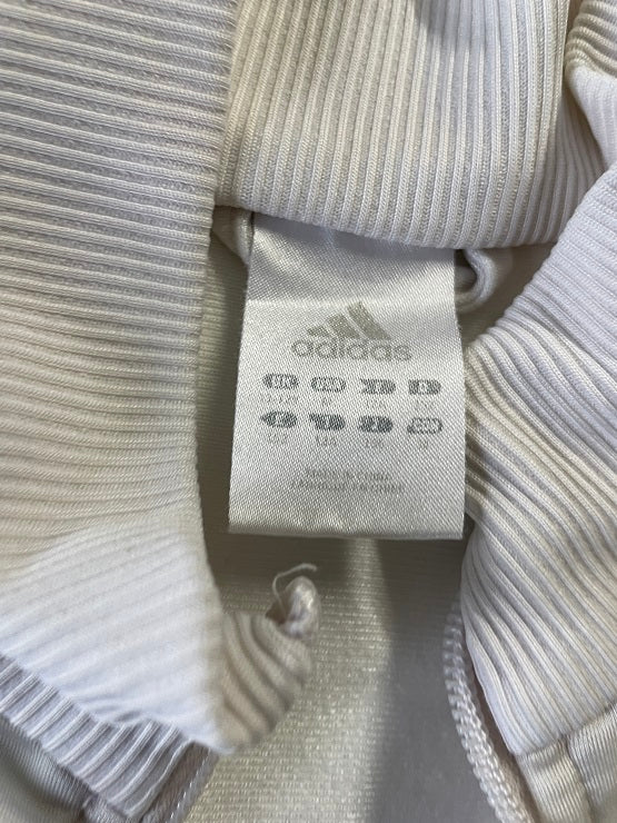 Vintage women's white Adidas 3-stripe full zip windbreaker track jacket in M|L23 W18|SKU 4823