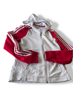 Vintage Adidas 3-stripe colourblock white & red full zip hoodie in L|L23W16|SKU 4826