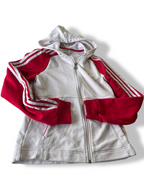Vintage Adidas 3-stripe colourblock white & red full zip hoodie in L|L23W16|SKU 4826