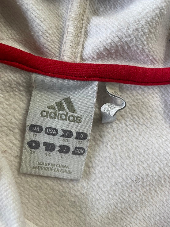 Vintage Adidas 3-stripe colourblock white & red full zip hoodie in L|L23W16|SKU 4826