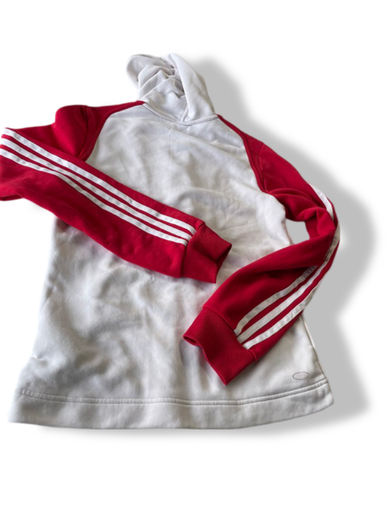 Vintage Adidas 3-stripe colourblock white & red full zip hoodie in L|L23W16|SKU 4826