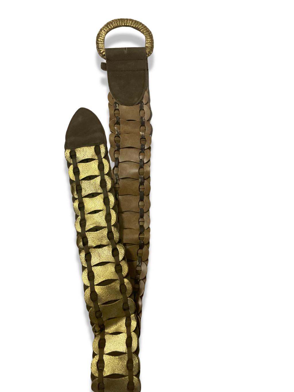 Rachels Closet Vintage y2k gold plated interlocking women's leather belt