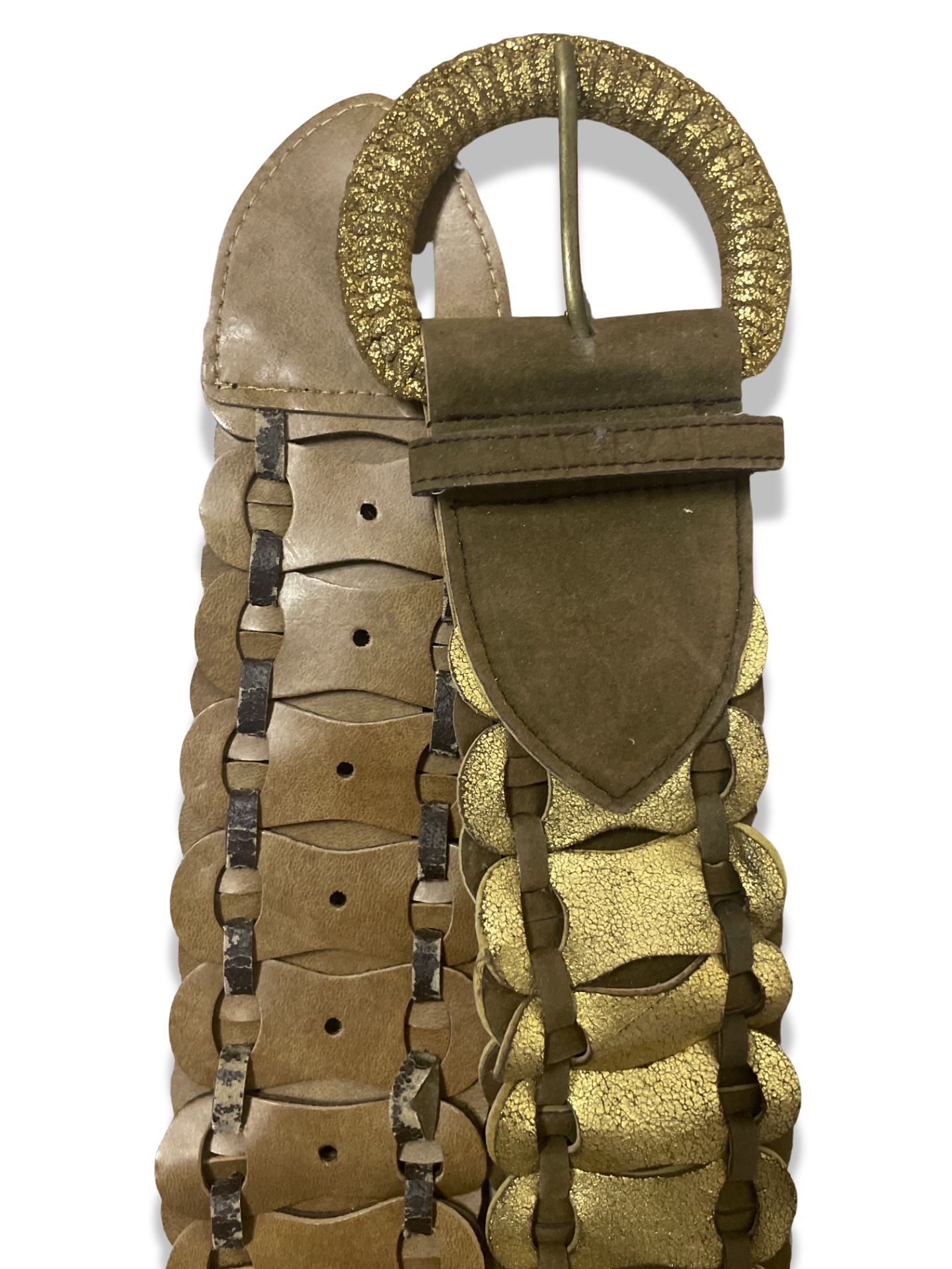 Rachels Closet Vintage y2k gold plated interlocking women's leather belt